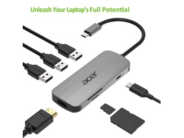 Acer 7 In 1 Dockningsstation Usb C Hdmi För Chromebook 51x Extensa 15 Nitro 5 Predator Triton 300 Travelmate Spin B3