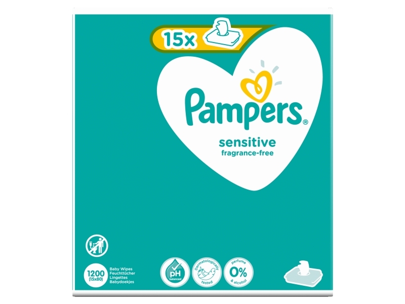 Billede af Pampers Sensitive 8001841041483, Vådservietter Til Baby, Dermatologisk Testet, Allergivenlig, Neutral Ph, Parfumefri
