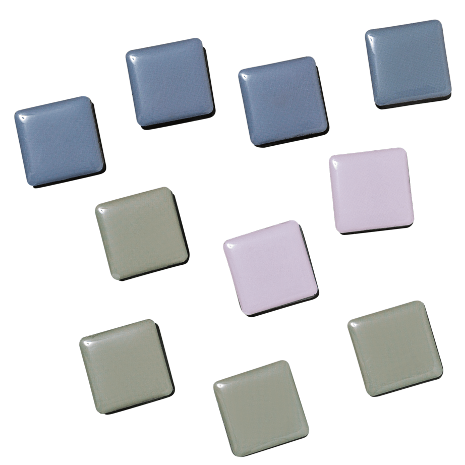 Derivation modbydeligt læser Stærke Magneter 2 x 2 x 0,5 cm med 10 stk. i farverne blå, grå og lyserød