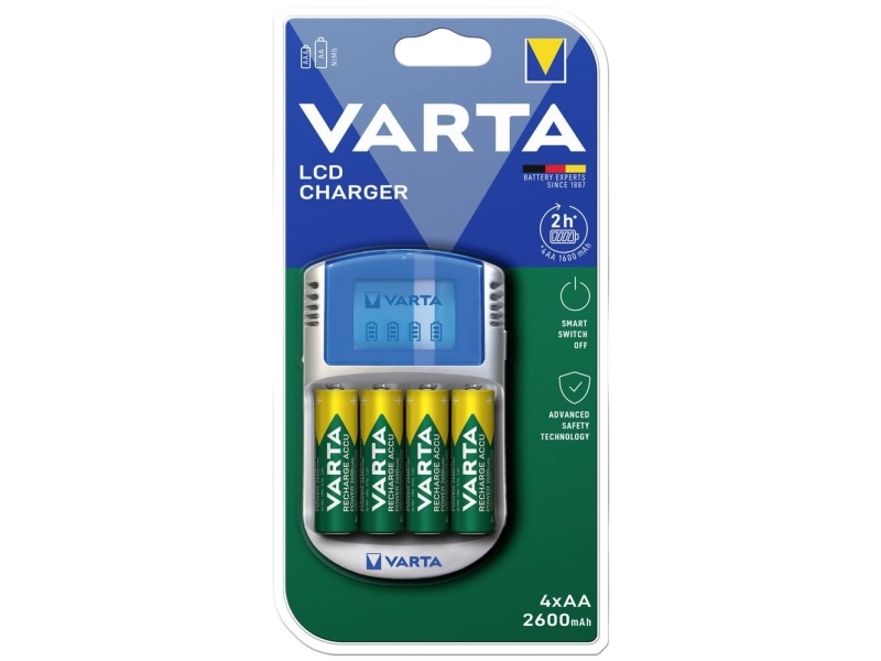 Varta Power Play Lcd Charger 2 4 T Batterioplader For 4xaa/aaa Ac Strømadapter Bilstrømsadapter 4 X Aa Type 2700 Mah
