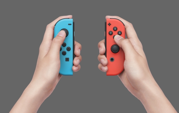 Nintendo Switch Oled Spilkonsol Full 64gb Rød Blå Til Timers Batteri Levetid Inkl Joy Coy Controllere Neon Rød Neon Blå