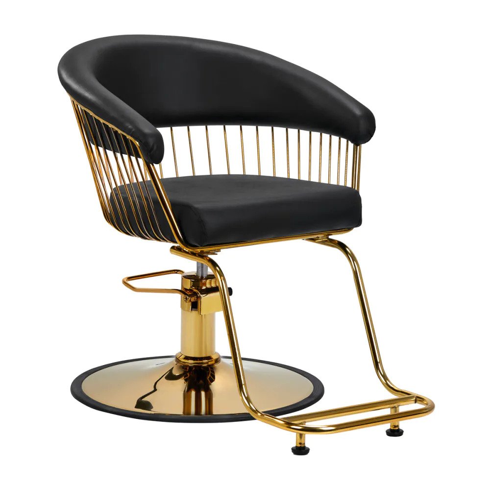 Activeshop Hair System Frisørstol Model Lile Guld Sort