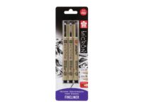 Sakura Pigma Micron fineliner set | 3 pens, 0.25 mm + 0.45 mm + 1 Pigma Brush for free, black Hobby - Kunstartikler - Markører