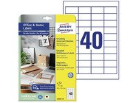 Avery LR3657-10, Hvit, Selvklebende skriveretikett, A4, Papir, Laser/Blekkskriver, Permanent Papir & Emballasje - Markering - Etiketter og Teip