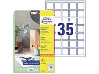 Avery L7120 - Papir - permanent klæbemiddel - hvit - 35 x 35 mm 875 etikett(r) (25 ark x 35) etiketter Papir & Emballasje - Markering - Etiketter og Teip