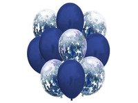 MK Trade Ballongsett i 'Marineblå' - Metallic med konfetti - 33cm - 10 stk. Skole og hobby - Festeutsmykking - Ballonger