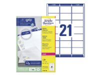 Etiketter Avery 63,5x38,1 mm hvid med QuickPEEL™ & Ultragrip - (100 ark x 21 stk.) Papir & Emballasje - Emballasje - Etiketter og etiketter
