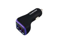 Canyon C-08, universal billader, 2x USB-A, 1xUSB-C 18W PD, Smart IC, LED, lilla - svart Tele & GPS - Batteri & Ladere - Billader
