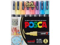 Marker Uni Posca PC-3M Soft Colors med 8 stk. ass. farver Skriveredskaper - Markør - Permanenttusj