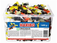 Haribo Crocodiles vingummi 1,6 kg i plastbøtte