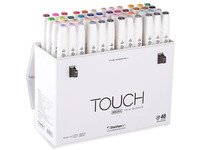 Touch Brush Marker 48stk i gaveæske, pensel + medium kantet spids Skriveredskaper - Markør - Permanenttusj