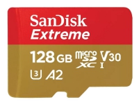 SanDisk Extreme - Flashminnekort (microSDXC til SD-adapter inkludert) - 128 GB - A2 / Video Class V30 / UHS-I U3 / Class10 - microSDXC UHS-I Tele & GPS - Mobilt tilbehør - Minnekort