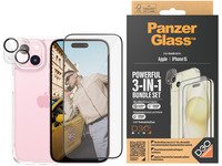 PanzerGlass™ | 3-i-1 beskyttelsespakke | Apple iPhone 15 Tele & GPS - Mobilt tilbehør - Deksler og vesker