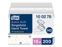 Bilde av Håndklædeark Tork H3 Premium Extra Soft 2-lag Hvid Singlefold - (15 Pakker X 200 Ark)