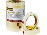 Tape Scotch kontortape 550 transparent 15mm x 66m - (66 meter pr. rulle x 10 ruller) Kontorartikler - Teip & Dispensere - Kontorteip