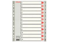 Esselte - Inndeler - 12 deler - fortrykt: 1-12 - for A4 Maxi - med fliker - grå Arkivering - Skilleark - PP-skilleark & Registre