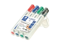 STAEDTLER Lumocolor - Markør - for glass, whiteboard, porselen - svart, rød, blå, grønn - 2 mm (en pakke 4) Skriveredskaper - Markør - Whiteboardmarkør