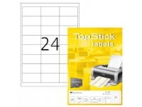 Etiketter TopStick 66x33,8 mm hvid - (100 ark x 24 stk.) Papir & Emballasje - Etiketter - Laseretiketter