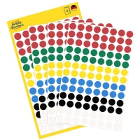 Avery Zweckform - Fargekodeprikk - 0,8 cm diameter - svart, hvit, blå, gul, rød, grønn (en pakke 416) Papir & Emballasje - Markering - Etiketter og Teip