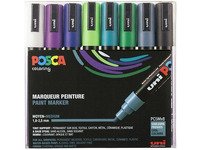 Marker Uni Posca Corner PC-5M-8 Cool Colors ass. farver - (8 stk.) Skriveredskaper - Markør - Permanenttusj