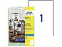 Etiketter Avery A4 (210x297 mm) hvit polyester - (10 ark) Papir & Emballasje - Markering - Etiketter og Teip