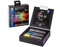STAEDTLER 371 - Brush pen set - permanent - assorterte farger - fargeblekk - 36 deler Skriveredskaper - Markør - Øvrige markør