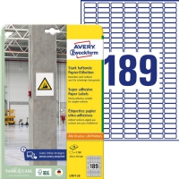 Avery L7871-20, Hvit, Rektangel, Permanent, DIN A4, Papir, Laser/Blekkskriver Papir & Emballasje - Etiketter - Laseretiketter