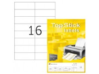 Etiketter TopStick 105x37 mm hvid - (100 ark x 16 stk.) Papir & Emballasje - Etiketter - Laseretiketter