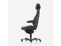 Kontorstol KAB Seating Director, White-Line Sort skind inkl. armlæn og nakkestøtte i sort skind interiørdesign - Stoler & underlag - Kontorstoler