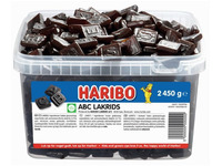 Haribo ABC Lakrids 2,45 kg i plastbøtte