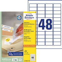 Avery L4736REV-100, hvit, avrundet rektangel, avtakbar, 45,7 x 21,2 mm, A4, papir Papir & Emballasje - Etiketter - Laseretiketter